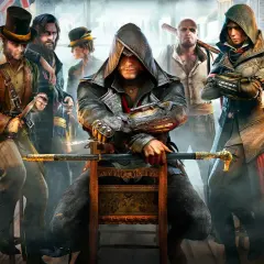 Postacie z Assassin's Creed Syndicate w wiktoriańskim pubie.