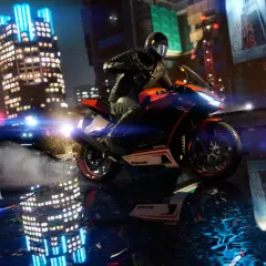 Motocyklista ucieka przed policją w nocnym Los Santos, wspaniale odzwierciedlonym dzięki **gta v enhanced**.