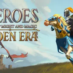 Rycerz na koniu, smok i zamek. Tytuł "Heroes of Might and Magic Olden Era" zapowiada epickie przygody bohaterów starej ery.