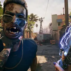 Zombi w okularach przeciwsłonecznych i z łańcuchem na szyi, trzymający broń zasilaną elektrycznością. Czy to zapowiedź Dead Island 2 crossplay?