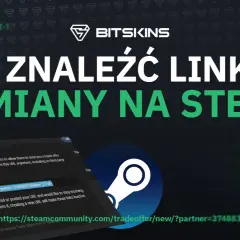 Jak znaleźć swój link do wymiany na Steam? Na ekranie widzisz przykładowy adres URL do ofert wymiany.