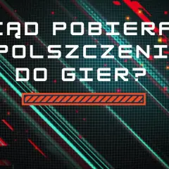 Gdzie znaleźć spolszczenia gier? Tekst na tle z neonowymi liniami i siatką.