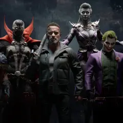 Mortal Kombat 11 postacie: Spawn, Terminator, Joker, Sindel, Nightwolf i Shang Tsung gotowi do walki.