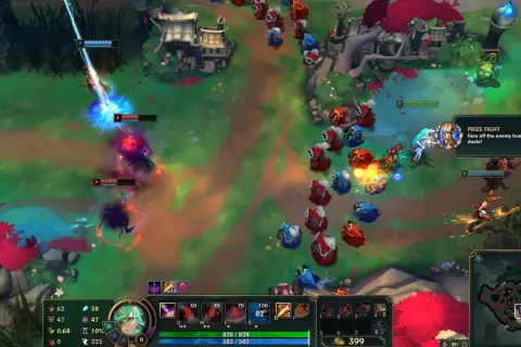 Intensywna walka w Nexus Blitz: gracze walczą w pojedynkach, a na ekranie widać efekty magicznych zaklęć i kolorowe postacie.