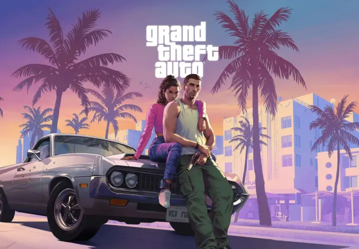 Para dowódców z GTA 6, siedzących na samochodzie, w tle palmy i budynki. Czekamy na premierę i zastanawiamy się, ile będzie kosztować GTA 6.