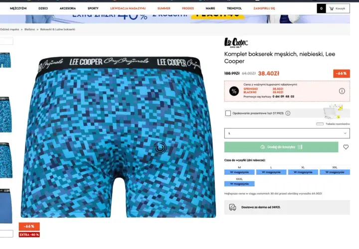 Niebieskie bokserki męskie Lee Cooper w pikselowy wzór, dostępne w sklepie factcool. Idealne na co dzień.