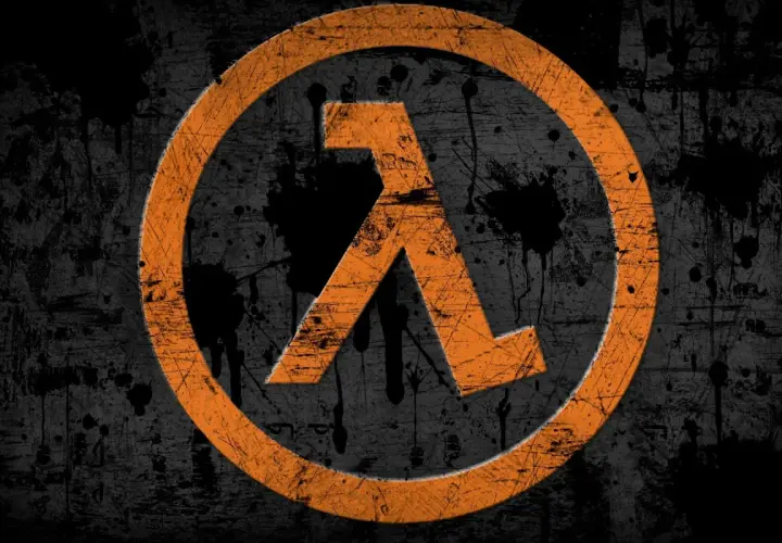 Pomarańczowe logo Lambda na czarnym, chropowatym tle. Czy to znak, że w końcu doczekamy się Half-Life 3?
