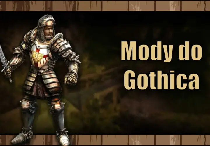 Rycerz w zbroi z mieczem, obok napis "Mody do Gothica".