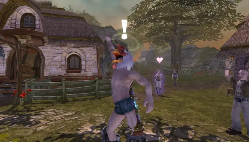 Kurczak w grze Fable Anniversary spolszczenie, radośnie wita gracza.
