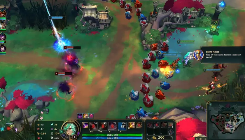 Intensywna walka w Nexus Blitz: gracze walczą w pojedynkach, a na ekranie widać efekty magicznych zaklęć i kolorowe postacie.