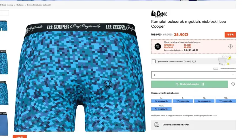 Niebieskie bokserki męskie Lee Cooper w pikselowy wzór, dostępne w sklepie factcool. Idealne na co dzień.