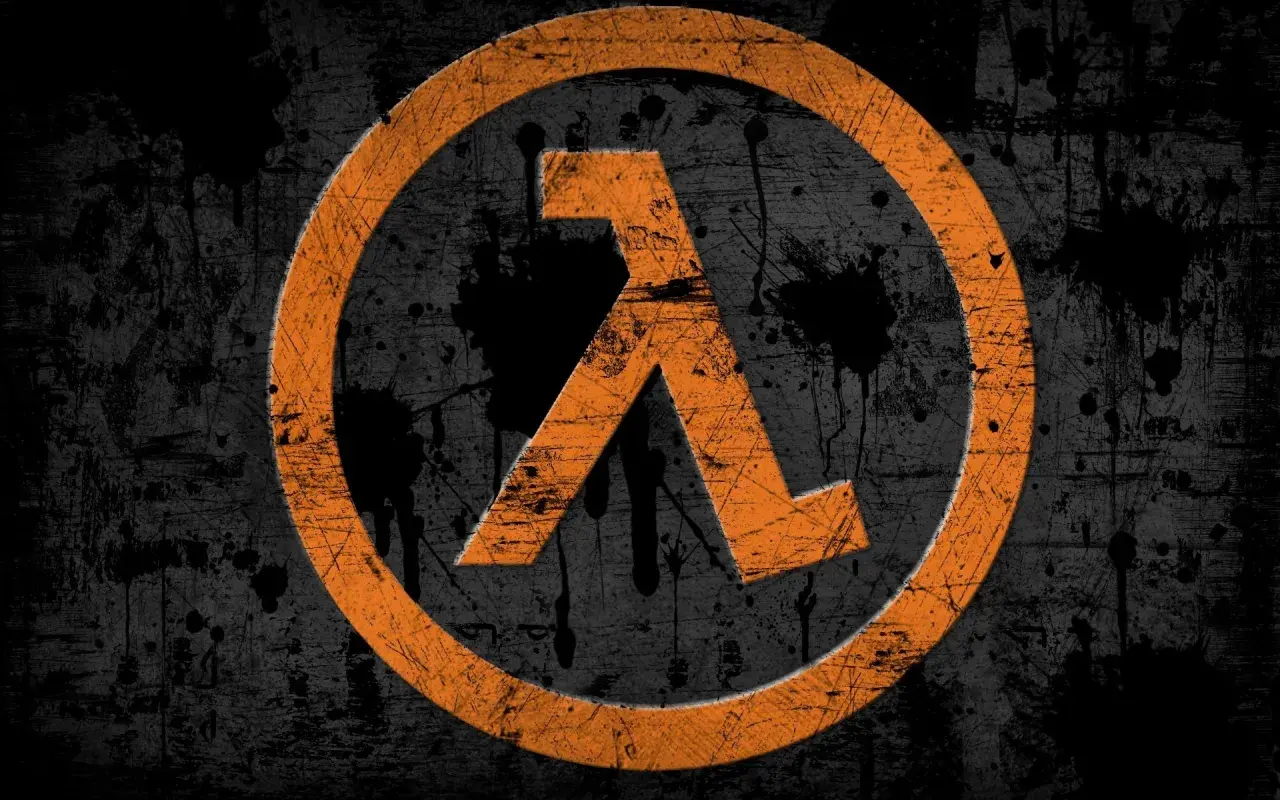 Pomarańczowe logo Lambda na czarnym, chropowatym tle. Czy to znak, że w końcu doczekamy się Half-Life 3?